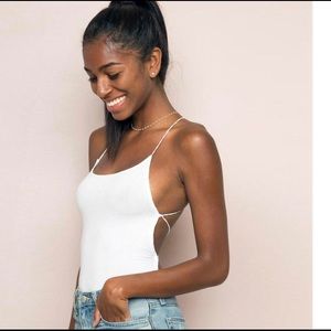 Nasty Gal Black ribbed bodysuit small